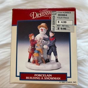 1992 VTG Porcelain Building A Snowman, Dickensvale Christmas Figurine